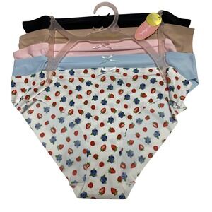 Spoiled Angel Women Seamless Bikini Panties 5 Pack Print Multi Color L NWT